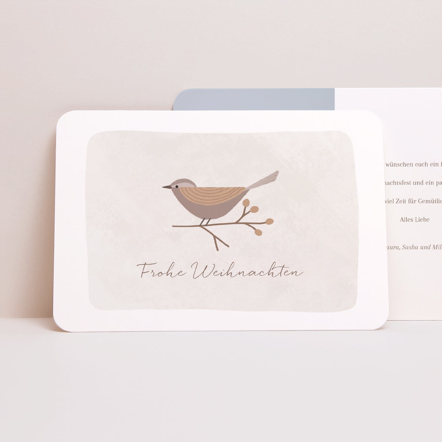 Weihnachtskarte Weihnachten Landschaft, abgerundete Ränder Der Glücksvogel foto N° 1