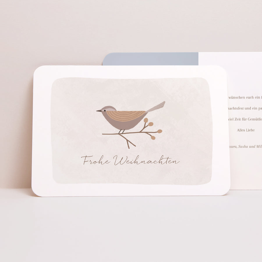 Weihnachtskarte Weihnachten Landschaft, abgerundete Ränder Der Glücksvogel foto