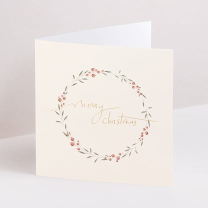 Weihnachtskarte Weihnachten Doppelflügiges Quadrat Weihnachtskranz V foto N° 1