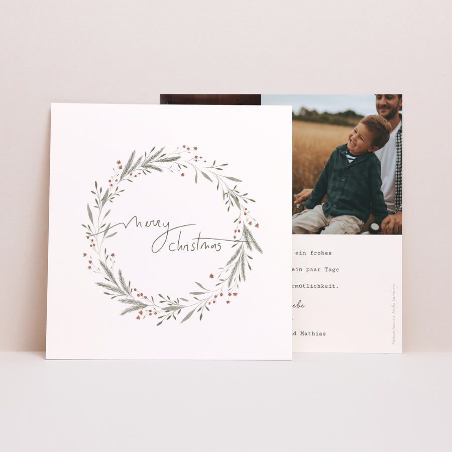 Weihnachtskarte Weihnachten Quadrat Krone Wintersonnenwende foto