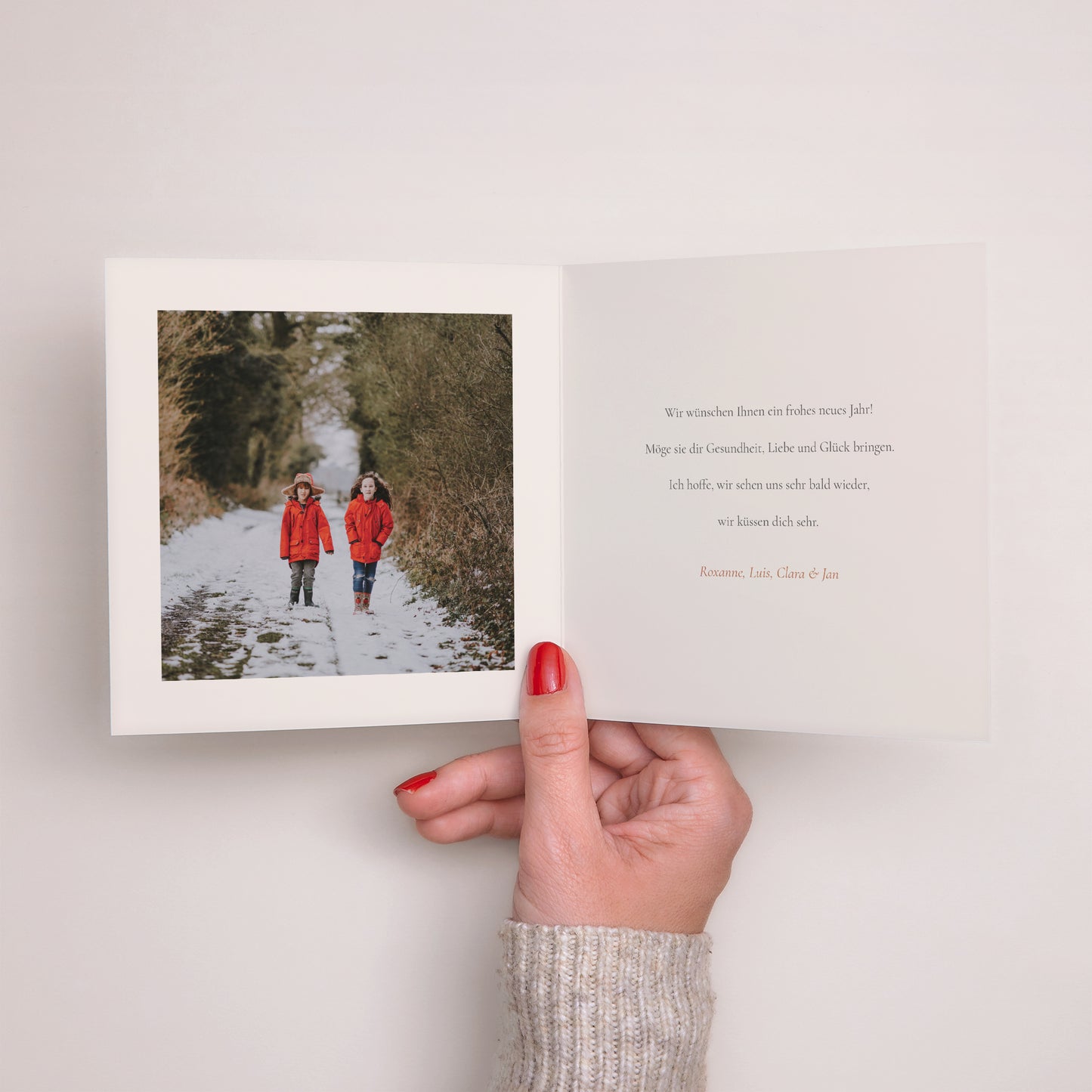 Weihnachtskarte Weihnachten Doppelflügiges Quadrat Weihnachtsbaumzweige foto N° 2