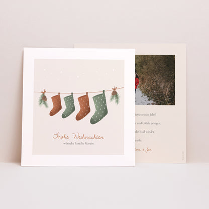 Weihnachtskarte Weihnachten Quadrat Weihnachtsbaumzweige foto N° 1