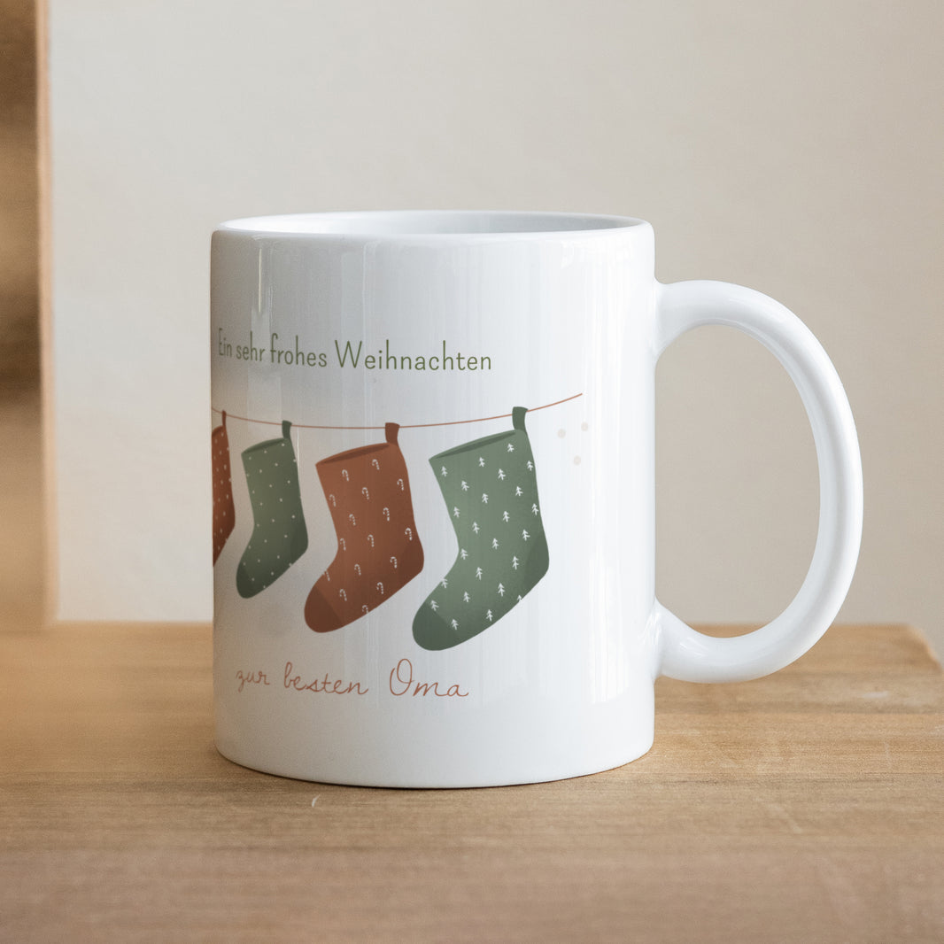 Tasse Weihnachten Weiß Weihnachtssocken foto N° 1