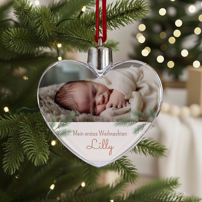 Weihnachtskugel Weihnachten Herz Weihnachtsbaumzweige foto N° 1