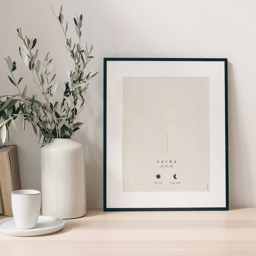 Poster Geburt Porträt Goldener Mond foto