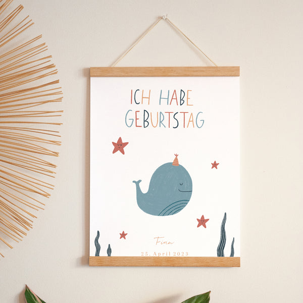 Poster Kindergeburtstag Porträt Blauwal foto