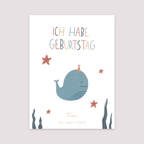 Poster Kindergeburtstag Porträt Blauwal