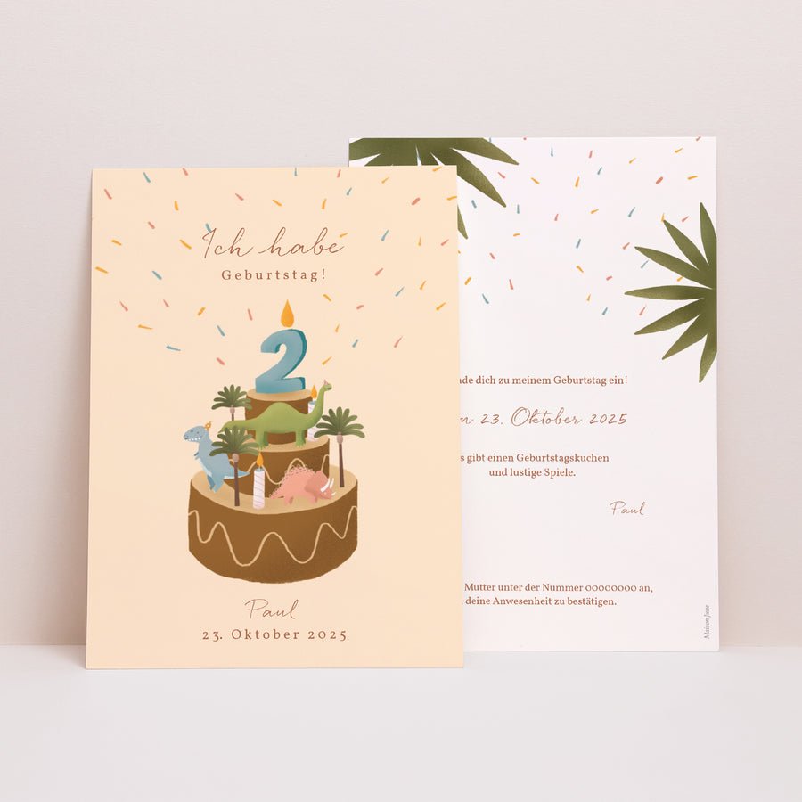 Beilegekarte Kindergeburtstag Kleiner Dinosaurier foto