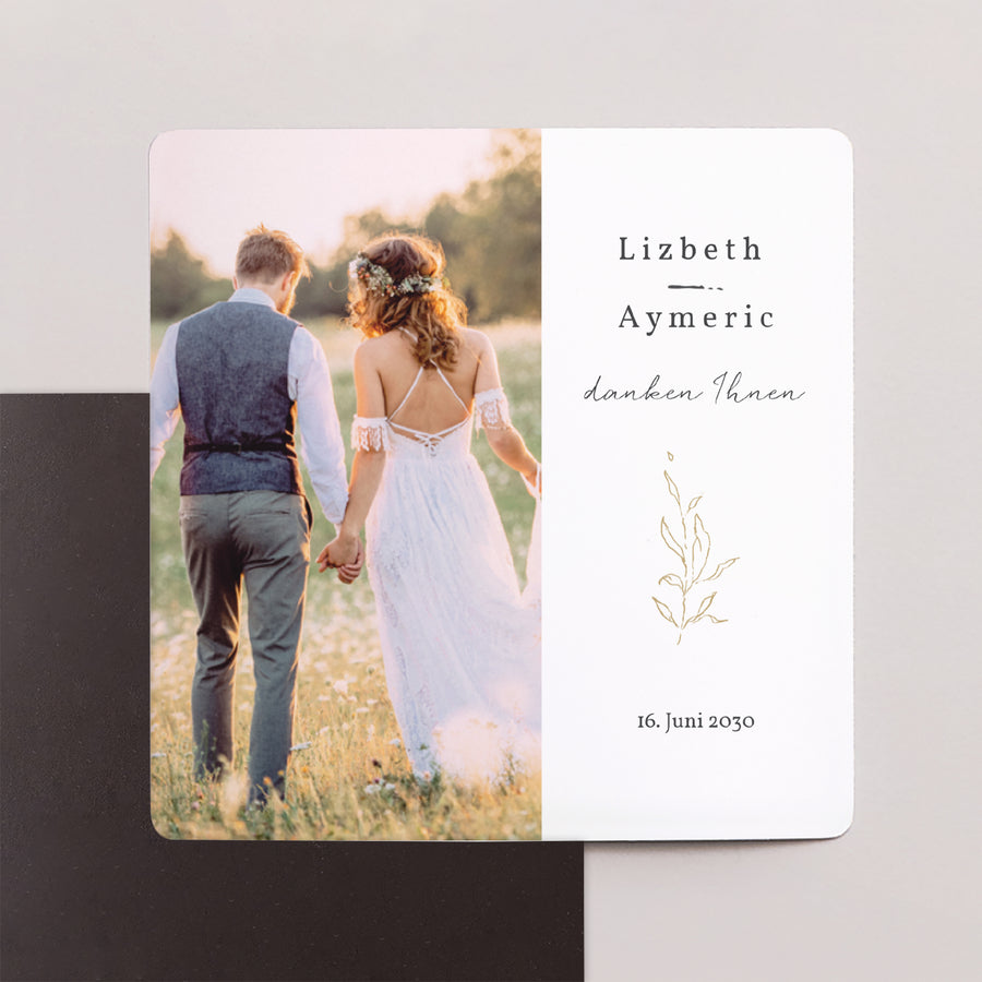 Dankeskarte Hochzeit Satz von 9, magnetisch. Frühlingszweig foto