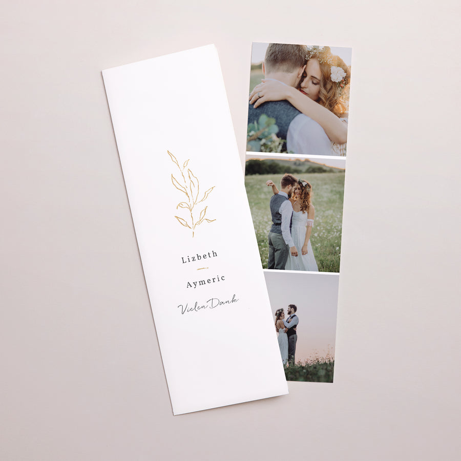 Dankeskarte Hochzeit Fotoautomaten Lesezeichen Frühlingszweig foto