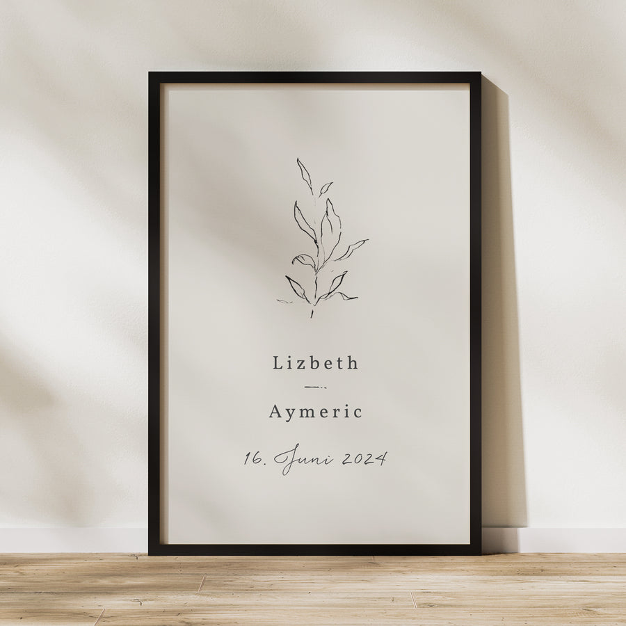 Begrüßungstafel Hochzeit Porträt 60 x 90 cm Frühlingszweig foto