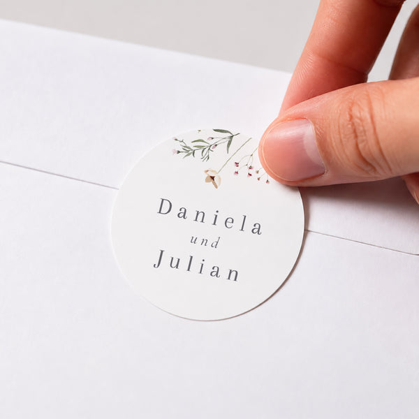 Sticker Hochzeit Rund Krone kleine Blumen foto