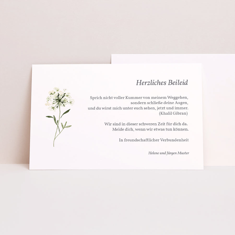 Kondolenzkarte Trauer Landschaft Hortensia foto