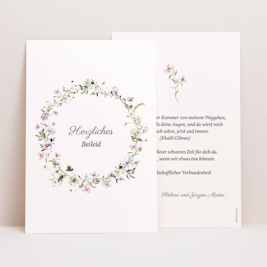 Kondolenzkarte Trauer PortraitPorträt Trauerkrone foto