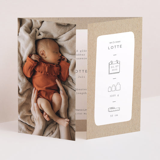 Geburtskarte Triptychon Fensteröffnung Kraft Pictos foto