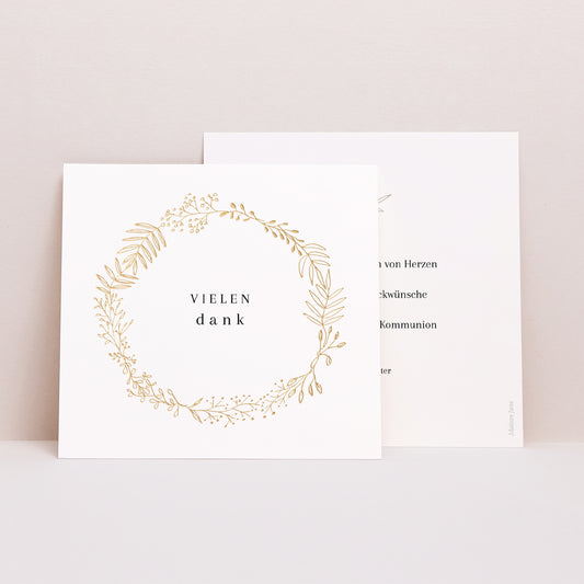 Dankeskarte Kommunion Quadrat Hübsche Krone foto