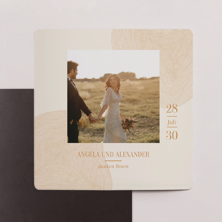 Dankeskarte Hochzeit Satz von 9, magnetisch. Land des Ockers foto