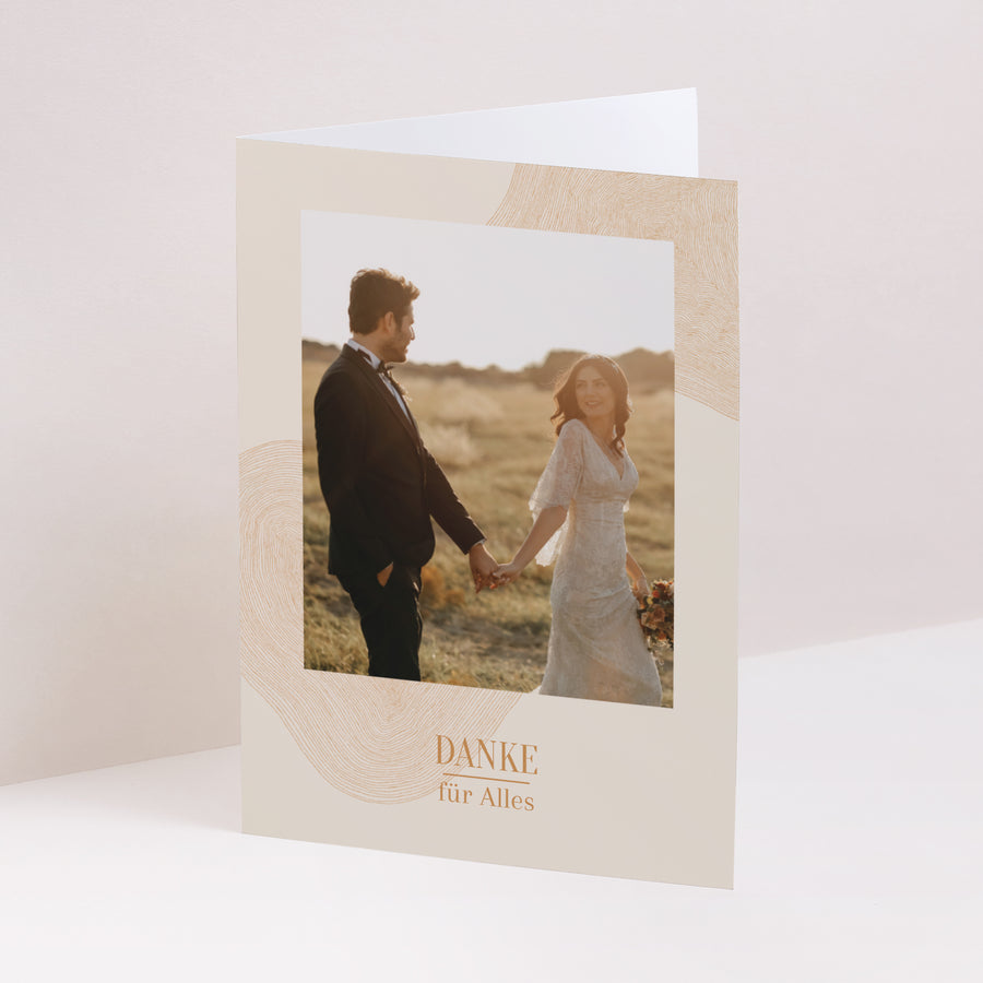 Dankeskarte Hochzeit Doppelflügelporträt Land des Ockers foto