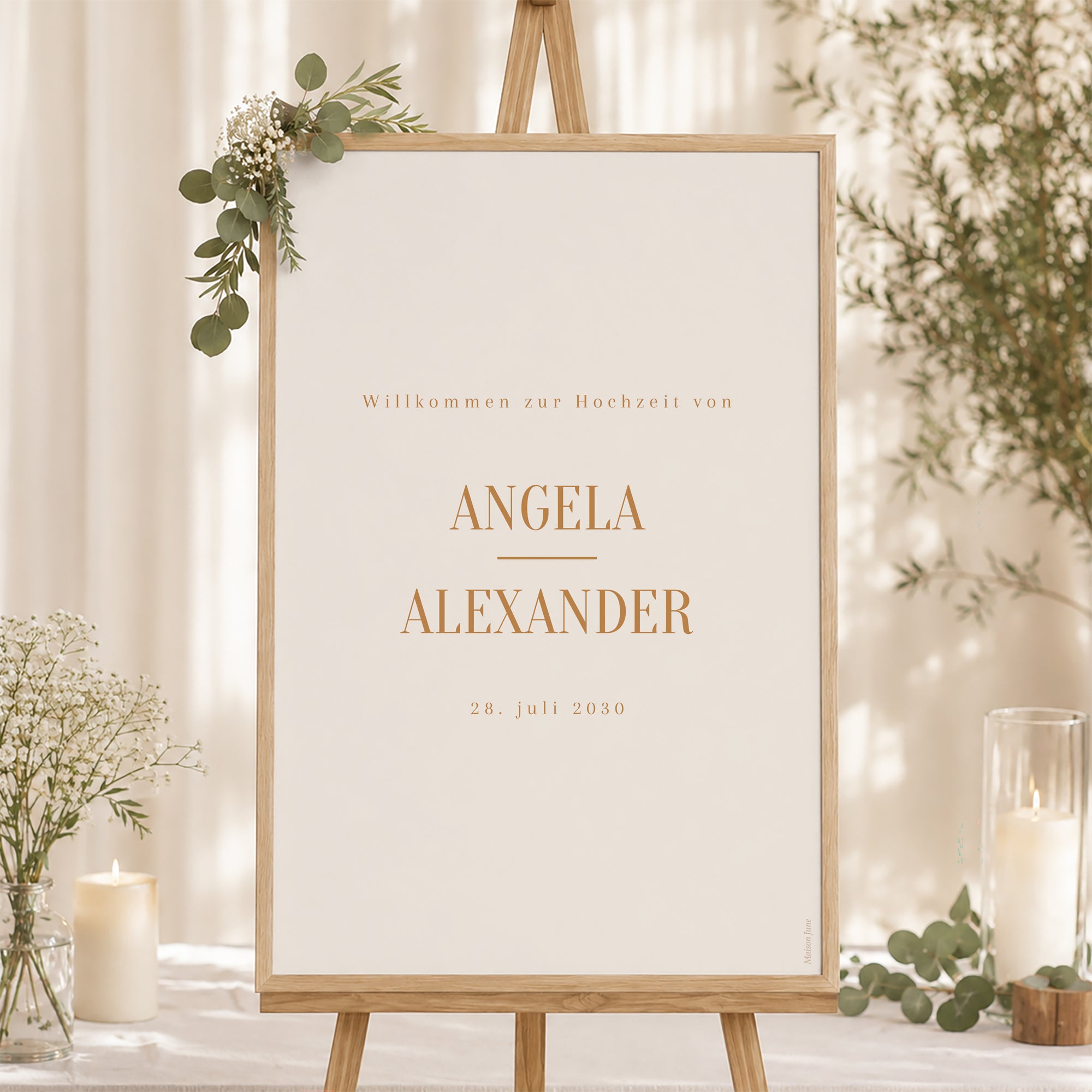 Begrüßungstafel Hochzeit Porträt 60 x 90 cm Land des Ockers foto N° 1