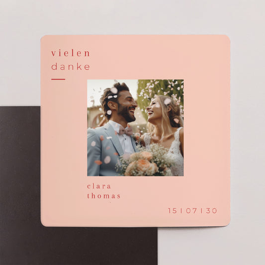 Dankeskarte Hochzeit Satz von 9, magnetisch. Zitrusfrucht-Farben foto