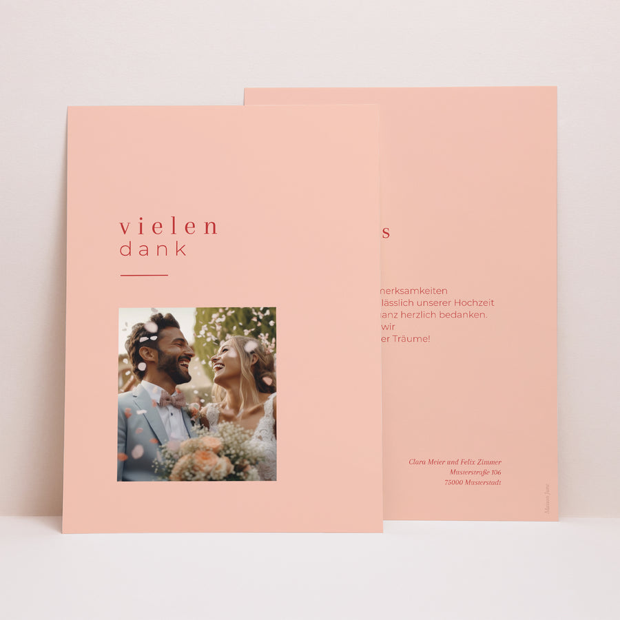 Dankeskarte Hochzeit Porträt Zitrusfrucht-Farben foto