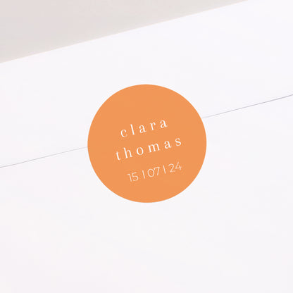 Sticker Hochzeit Rund Zitrusfrucht-Farben foto N° 1