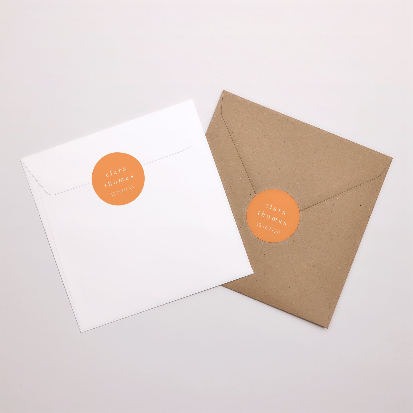 Sticker Hochzeit Rund Zitrusfrucht-Farben foto N° 4