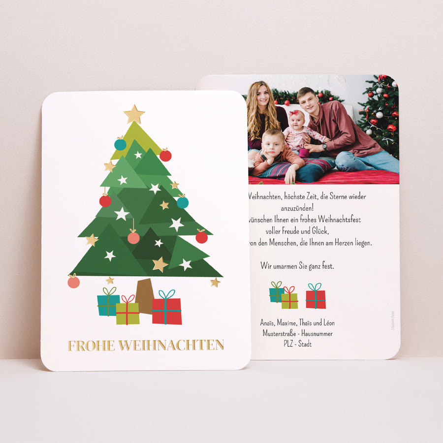 Weihnachtskarte Weihnachten Porträt, abgerundete Kanten Tannen foto