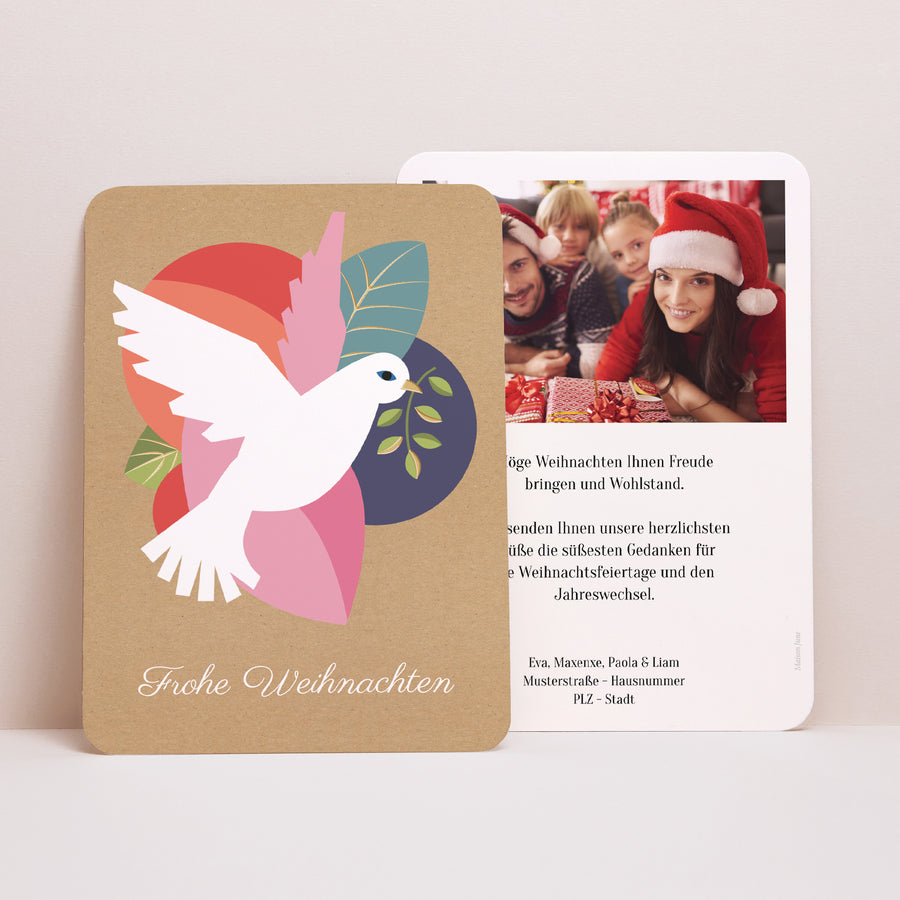 Weihnachtskarte Weihnachten Porträt, abgerundete Kanten Taube foto