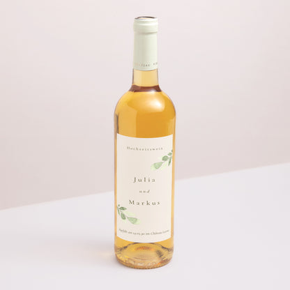 Flaschenetikett Hochzeit Porträt Pflanzlich, Goldene Splitter foto N° 1