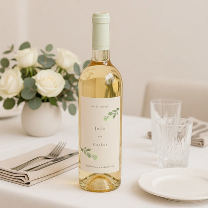 Flaschenetikett Hochzeit Porträt Pflanzlich, Goldene Splitter foto N° 2