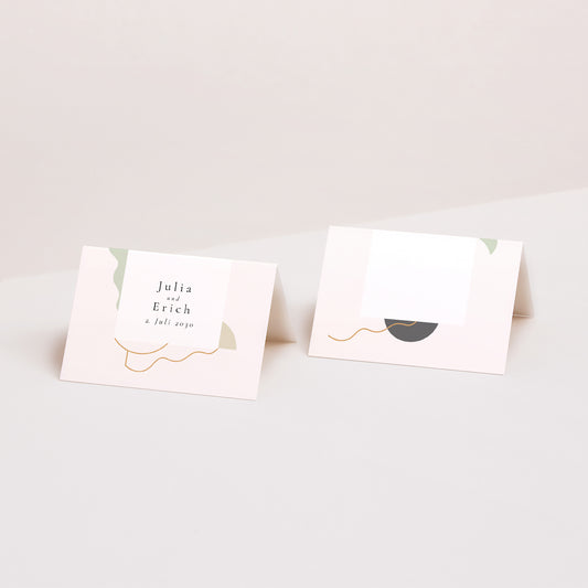 Tischkarten Hochzeit Quer Moderne Wellen foto