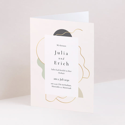 Hochzeitseinladung Doppelflügelporträt Moderne Wellen foto
