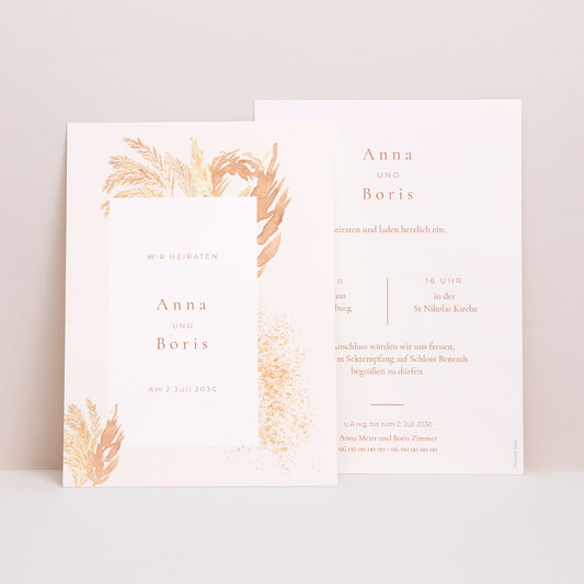 Hochzeitseinladung pampa, dezentrierter Rahmen foto