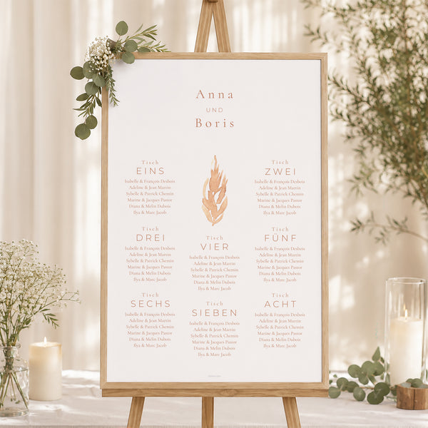 Sitzplan Hochzeit Porträt pampa, dezentrierter Rahmen foto