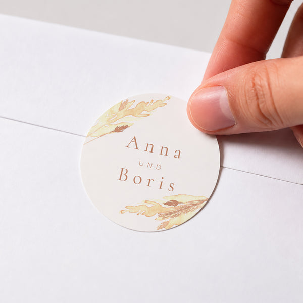 Sticker Hochzeit Rund pampa, dezentrierter Rahmen foto