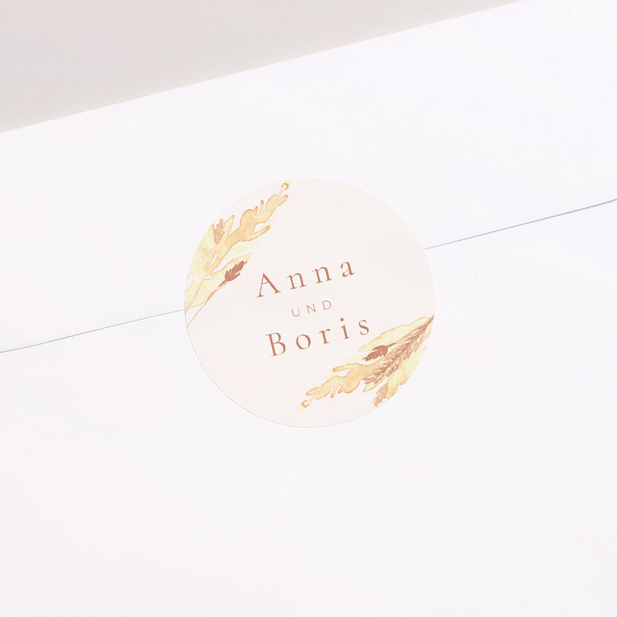 Sticker Hochzeit Rund pampa, dezentrierter Rahmen foto