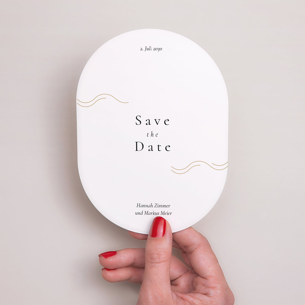 Save the date Karte Hochzeit oval Wellen der Liebe foto N° 2