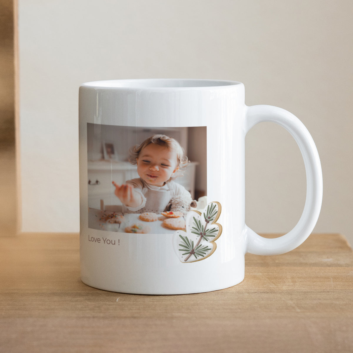 Tasse Weihnachten Weiß Winterkekse foto