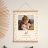 Poster Geburt Porträt Eichhörnchen, Blumenmuster foto N° 1