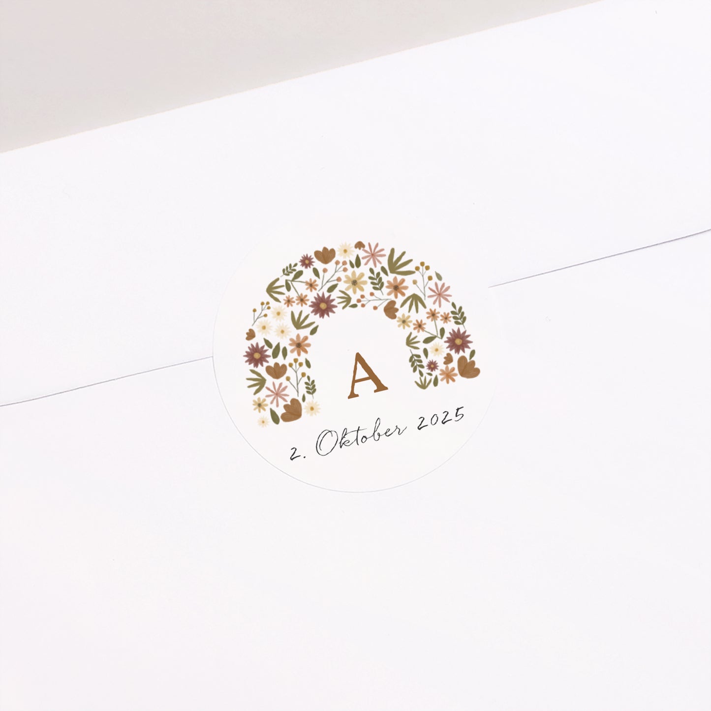 Sticker Geburt Rund Herbstlicher Blumenbogen foto N° 1