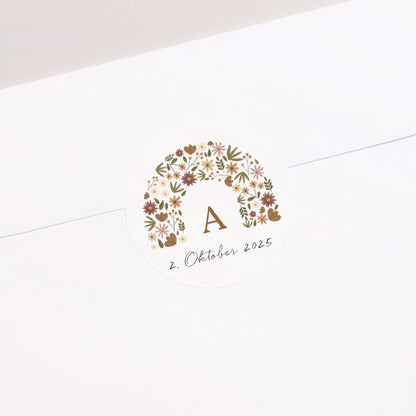 Sticker Geburt Rund Herbstlicher Blumenbogen foto N° 1