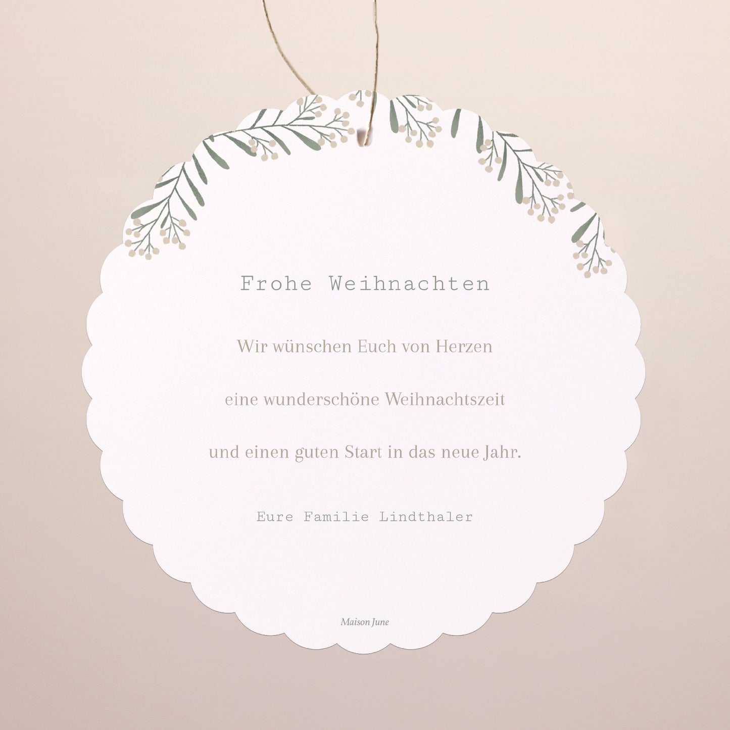 Weihnachtskarte Weihnachten Zum Aufhängen Flockenstrang und Kugel foto N° 2