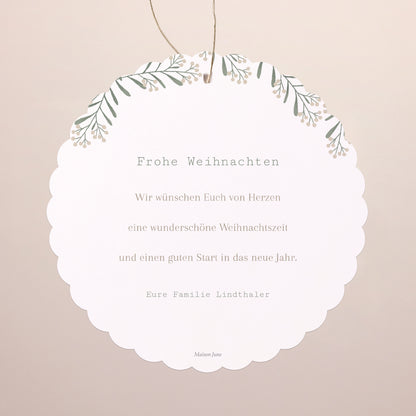 Weihnachtskarte Weihnachten Zum Aufhängen Flockenstrang und Kugel foto N° 2