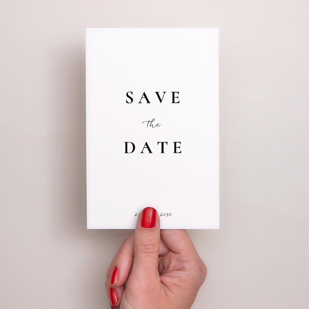 Save the date Karte Hochzeit PortraitPorträt Trio & Typo foto N° 2