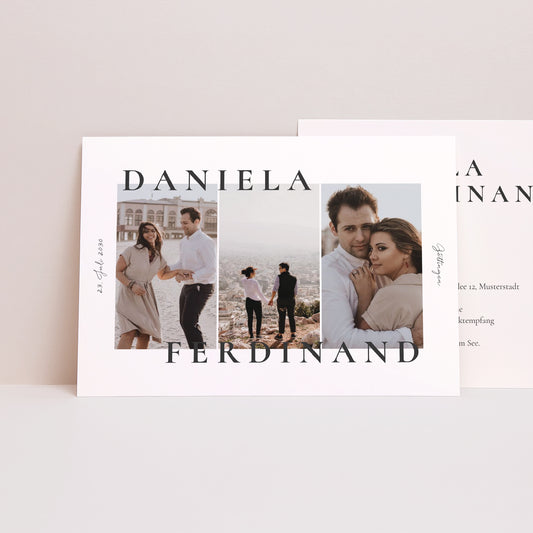 Hochzeitseinladung Landschaft Trio & Typo foto
