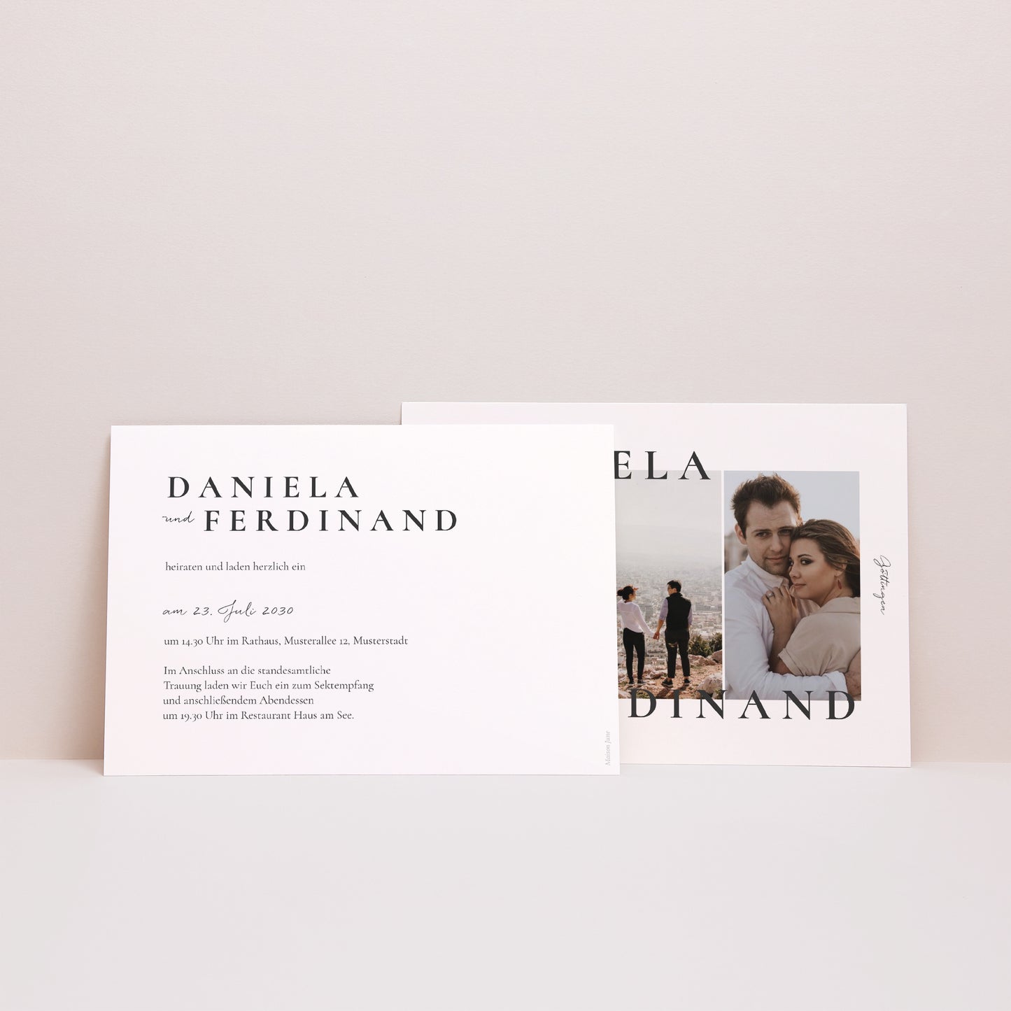 Einladungskarte Hochzeit Landschaft Trio & Typo foto N° 2