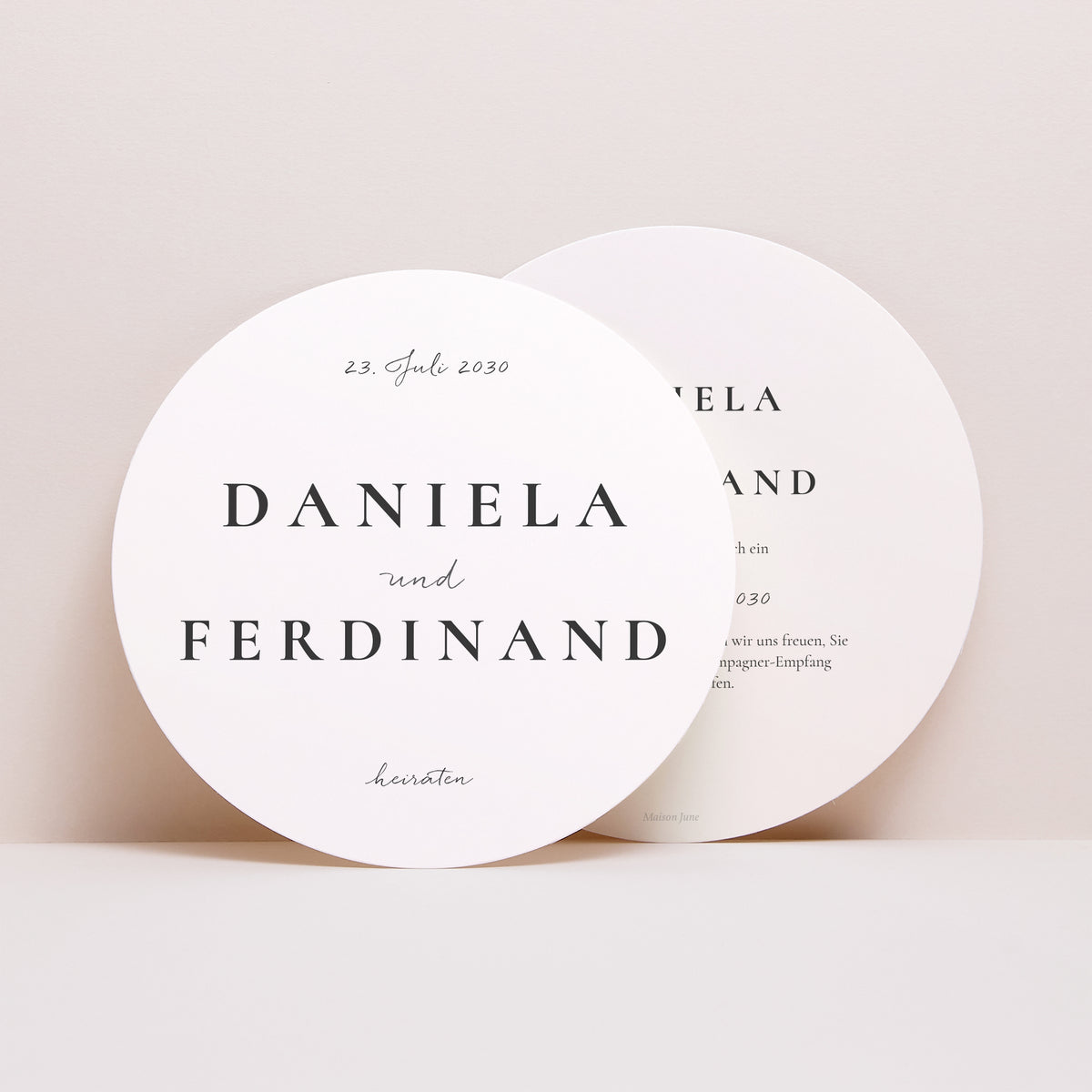 Hochzeitseinladung Rund Trio & Typo foto