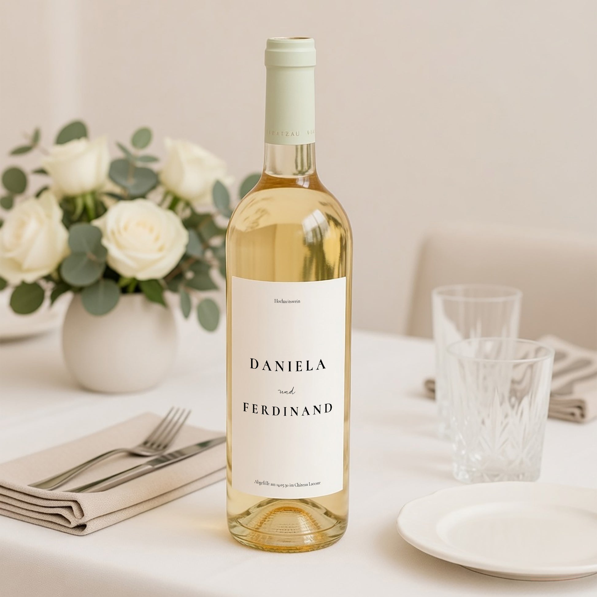 Flaschenetikett Hochzeit Porträt Trio & Typo foto N° 2