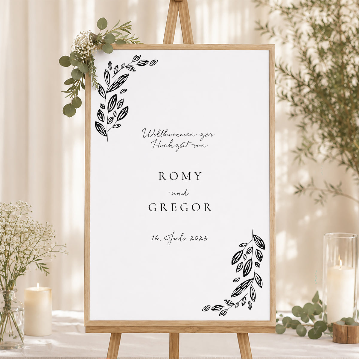 Begrüßungstafel Hochzeit Porträt 60 x 90 cm Arche Vegetal foto N° 1